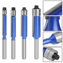 4-Piece Flush Trim Router Bit Set for Accurate Edge Finishing