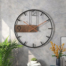 40 cm Round Wall Clock – Modern Industrial Design in Black Metal and Wood