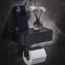 Toilet Roll Holder | Wall-Attached with Shelf | No-Drill Setup with Box | Rolluxe