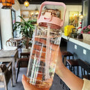 2L Water Bottle with Straw, Time Indicators & Leak-Resistant Cap