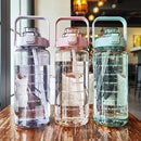2L Water Bottle with Straw, Time Indicators & Leak-Resistant Cap