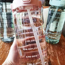 2L Water Bottle with Straw, Time Indicators & Leak-Resistant Cap