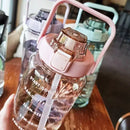 2L Water Bottle with Straw, Time Indicators & Leak-Resistant Cap