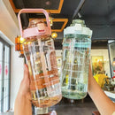 2L Water Bottle with Straw, Time Indicators & Leak-Resistant Cap