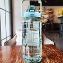 2L Water Bottle with Straw, Time Indicators & Leak-Resistant Cap