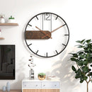 40 cm Round Wall Clock – Modern Industrial Design in Black Metal and Wood