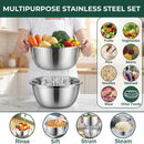 3-Piece Mixing Bowl Set with Integrated Strainer and Drainage System – Space-Saving and Stackable