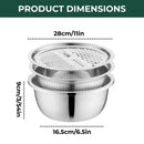 3-Piece Mixing Bowl Set with Integrated Strainer and Drainage System – Space-Saving and Stackable