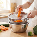 3-Piece Mixing Bowl Set with Integrated Strainer and Drainage System – Space-Saving and Stackable