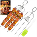Stainless Steel BBQ Skewer | Dual-Tine Style | Slide Scraper for Simple Cleaning | SpießPro