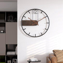 40 cm Round Wall Clock – Modern Industrial Design in Black Metal and Wood