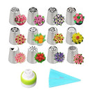 12-Piece Tulip Decorating Tip Set with Silicone Piping Bag and Adapter