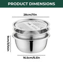 3-in-1 Batter Bowl Set | Integrated Grid and Drainage System | Space-Saving Nesting Design | MultiPrep