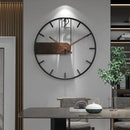 40 cm Round Wall Clock – Modern Industrial Design in Black Metal and Wood