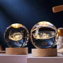 3D Carved Crystal Globe Lamp – Gentle LED Night Glow