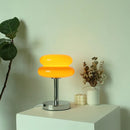 Glass table lamp with vibrant pattern for bedroom and bedside table – kid-safe night light