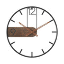 40 cm Round Wall Clock – Modern Industrial Design in Black Metal and Wood