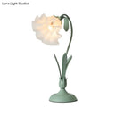 Countryside Frosted Glass Night Lamp – Flower Design, Single-Light Table Lamp for Kids’ Rooms (Available in Pink or Green)