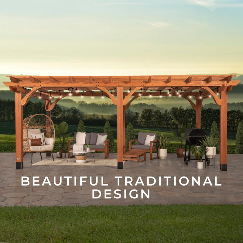 Backyard Discovery 20′ x 12′ Beaumont Pergola – Premium Cedar Wood, Sturdy & Elegant Design
