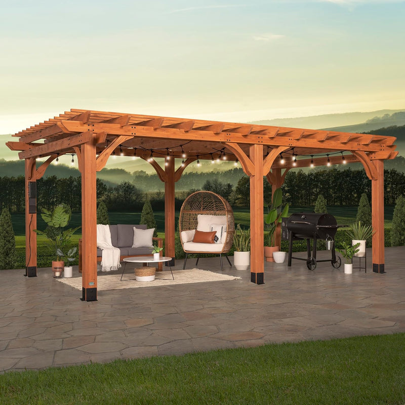Backyard Discovery 20′ x 12′ Beaumont Pergola – Premium Cedar Wood, Sturdy & Elegant Design