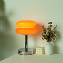 Glass table lamp with vibrant pattern for bedroom and bedside table – kid-safe night light