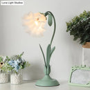 Countryside Frosted Glass Night Lamp – Flower Design, Single-Light Table Lamp for Kids’ Rooms (Available in Pink or Green)