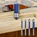 4-Piece Flush Trim Router Bit Set for Accurate Edge Finishing