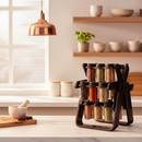 360° Compact Spice Organizer with 18 Glass Containers, Rotating Design