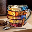 3D Book Design Mug | Colorful Handmade Cup for Coffee & Tea
