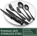 24-Piece Black Matte Cutlery Set with Steak Knives