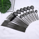 24-Piece Black Matte Cutlery Set with Steak Knives