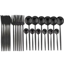 24-Piece Black Matte Cutlery Set with Steak Knives