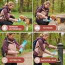 3-in-1 Pet Water Bottle with Food Storage and Waste Bag Dispenser