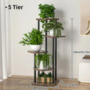 5-Tier Plant Stand – Wooden Shelves on Black Metal Frame