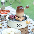 28 cm Charcoal Grill with Wooden Handles for Outdoor Use