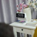 3-in-1 LCD Alarm Clock | Wireless Charging Station | Dimmable LED Lamp