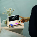 3-in-1 LCD Alarm Clock | Wireless Charging Station | Dimmable LED Lamp