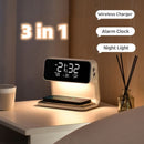 3-in-1 LCD Alarm Clock | Wireless Charging Station | Dimmable LED Lamp