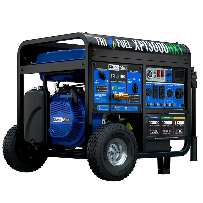 DuroMax XP13000HXT 13,000 Watt Electric Start Tri-Fuel Natural Gas/Propane/Gas Powered Portable Generator w/ CO Alert