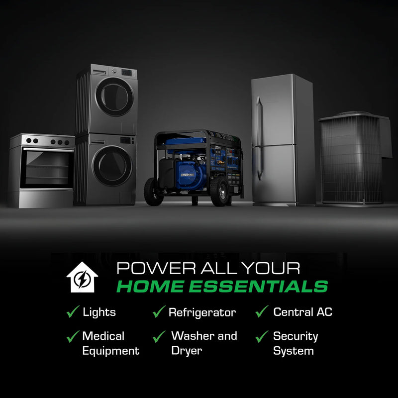 DuroMax XP13000HXT 13,000 Watt Electric Start Tri-Fuel Natural Gas/Propane/Gas Powered Portable Generator w/ CO Alert
