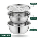 3-in-1 Batter Bowl Set | Integrated Grid and Drainage System | Space-Saving Nesting Design | MultiPrep