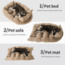3-in-1 Pet Bed – Lounger, Mat, and Snuggle Cave