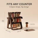 360° Compact Spice Organizer with 18 Glass Containers, Rotating Design