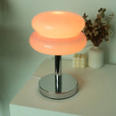 Glass table lamp with vibrant pattern for bedroom and bedside table – kid-safe night light