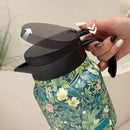 1 L Insulated Jug with Floral Pattern – Stainless Steel, Push-Button Lid