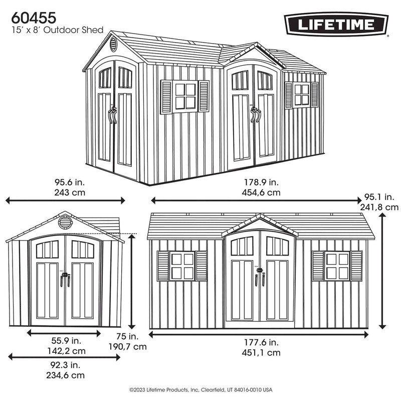 Lifetime 15′ x 8′ Shed (Side Entry)