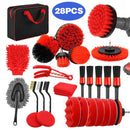 28-Piece Brush Set for Automatic Car Washing with Drill Attachments and Bag