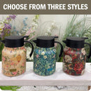 1 L Insulated Jug with Floral Pattern – Stainless Steel, Push-Button Lid