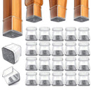 24-Pack Square Chair Leg Caps 13–19 mm – Silent, Scratch-Resistant Glide