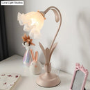 Countryside Frosted Glass Night Lamp – Flower Design, Single-Light Table Lamp for Kids’ Rooms (Available in Pink or Green)